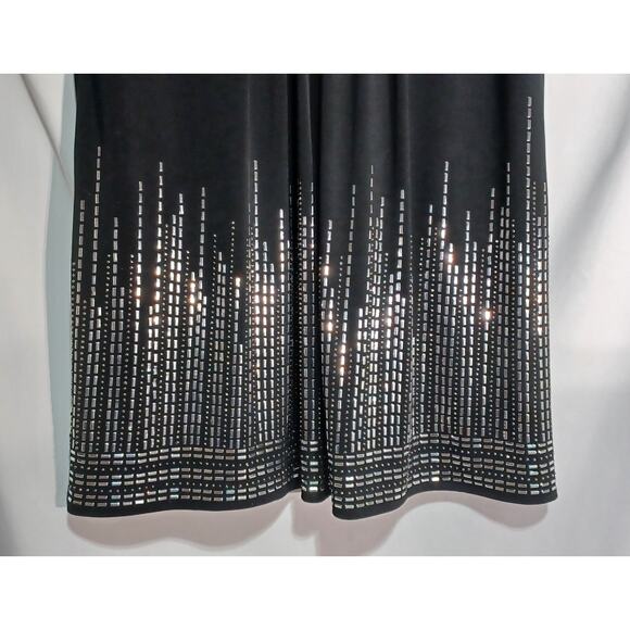 Calvin Klein Little Black Dress sz S Silver Stud Detail Lined A-line Tra… - Picture 4 of 8